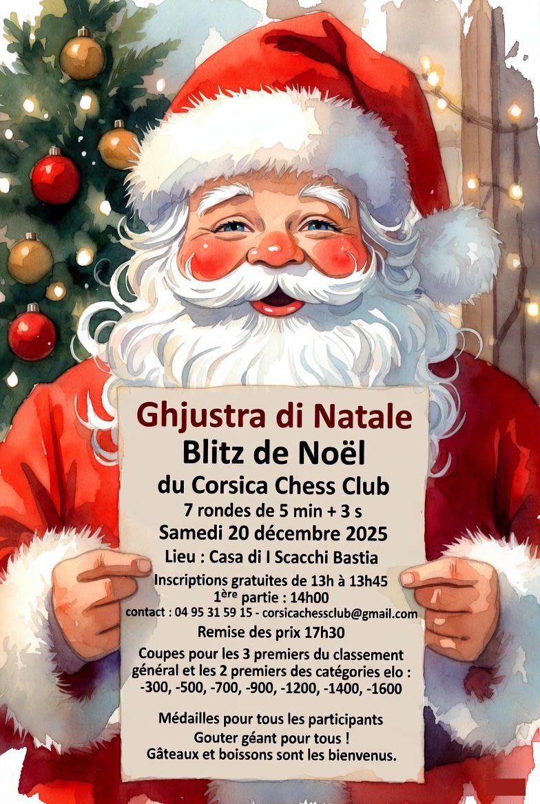 Ghjustra di Natale di u Corsica Chess Club - 20/12/2025
