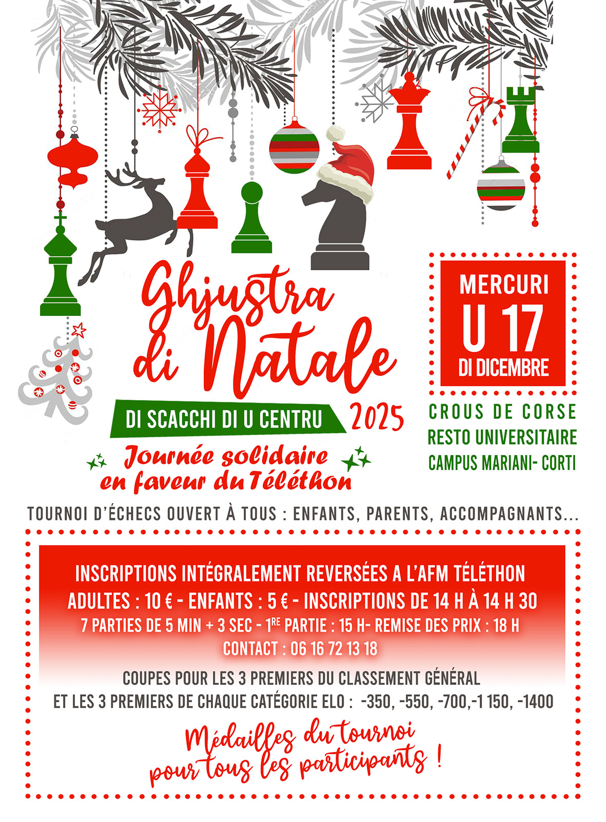 Ghjustra di Natale di I Scacchi di U Centru - 17/12/2025