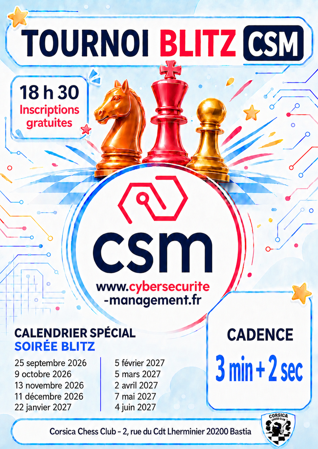 Les Blitz CSM font leur retour au Corsica Chess Club - 25/09/2026