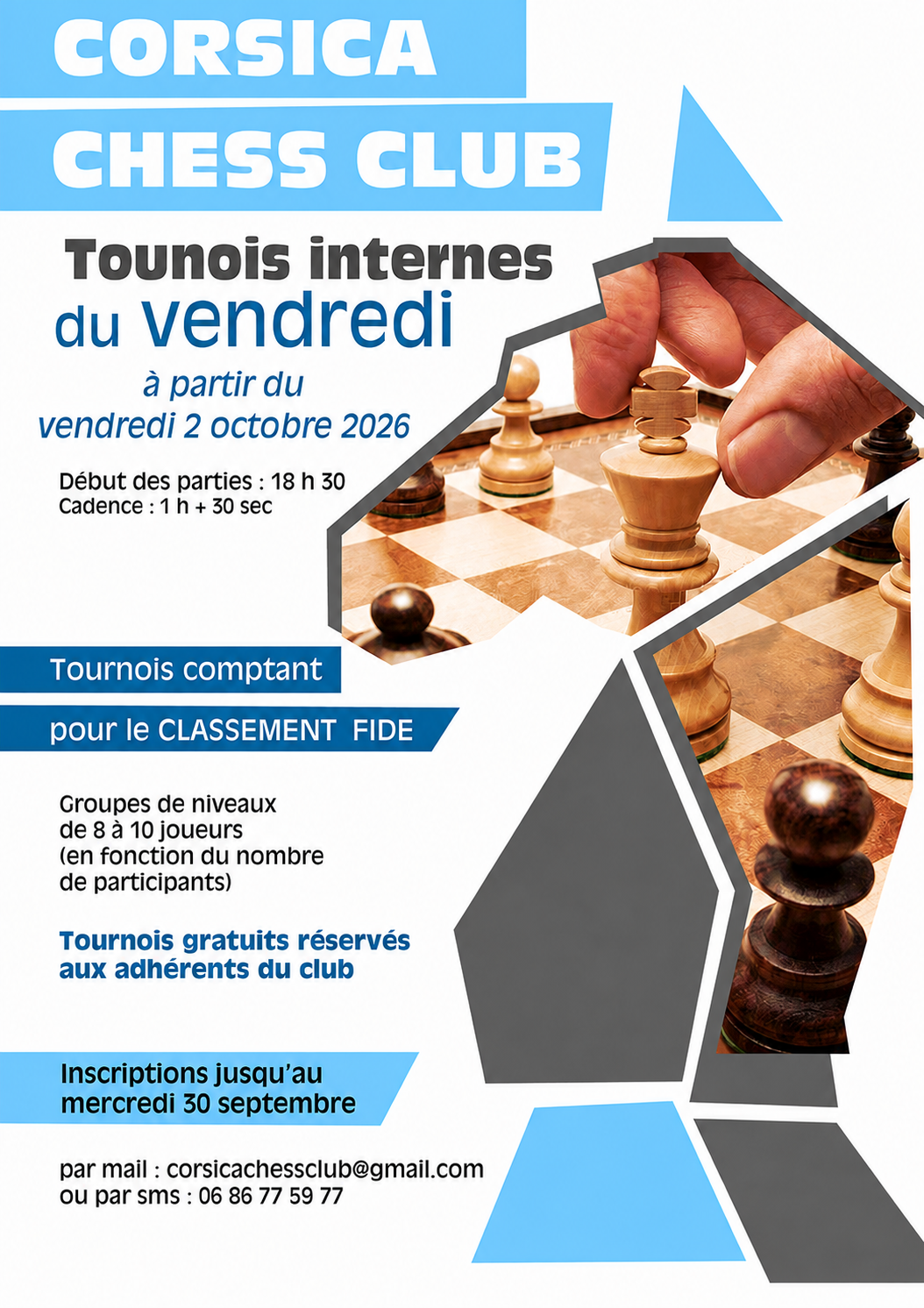 Reprise des tournois internes du Corsica Chess Club - 02/10/2026