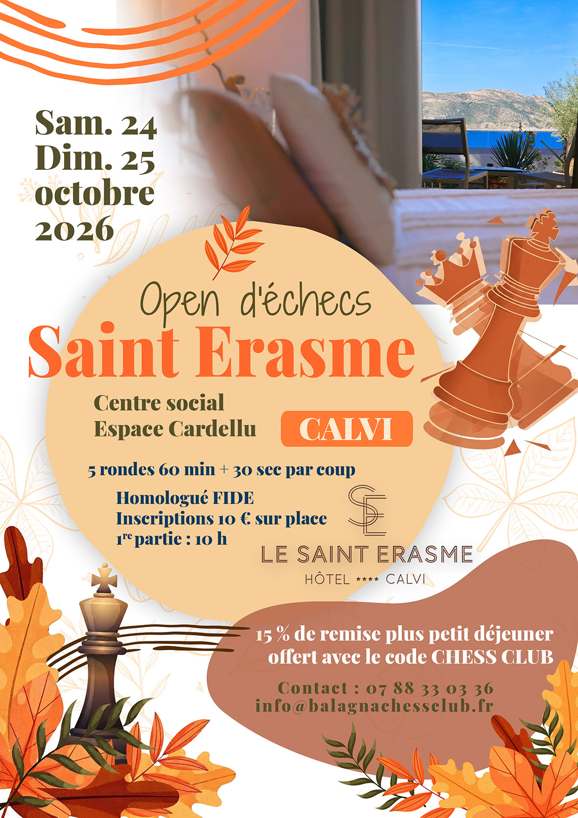 Open d’Echecs Saint Erasme à Calvi - 24 et 25/10/2026