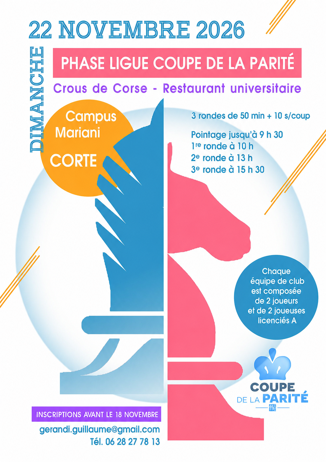 Coupe de la Parité 2026-2027 : phase interdépartementale à Corti - 22/11/2026
